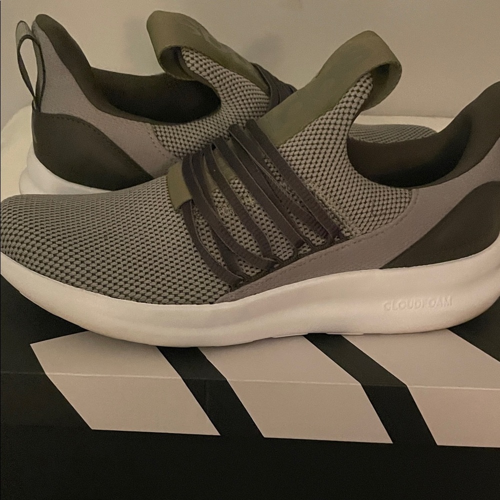 adidas Men's Olive and Gray Cloudfoam Sneakers